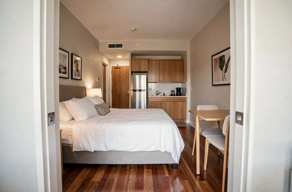 Appartement meublé prêt à la location avec décoration soignée et espace de vie fonctionnel
